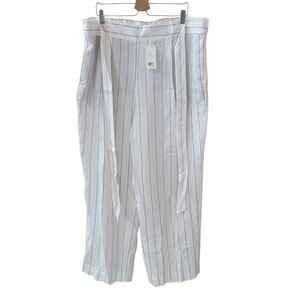 VINCE. Soft Stripe Belted Pull On Wide Leg Pant Size 2X